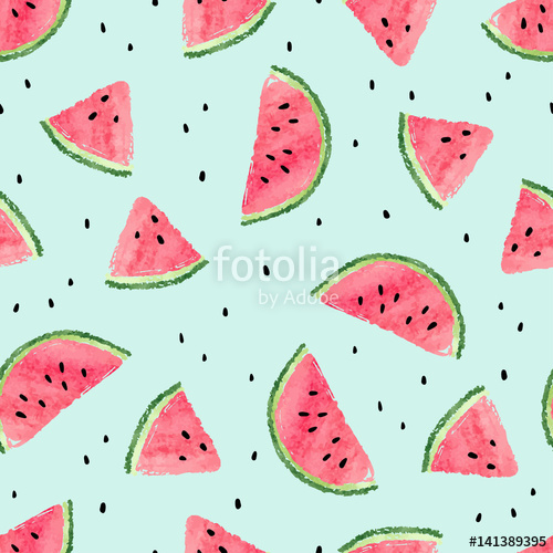 500x500 Seamless Watermelon Pattern Vector Summer Background