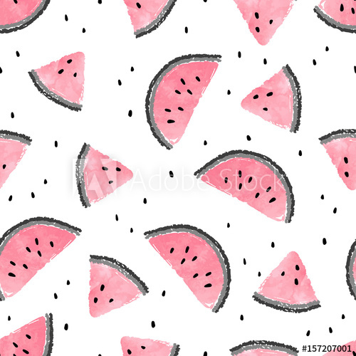 500x500 Seamless Watermelons Pattern Vector Background With Pink