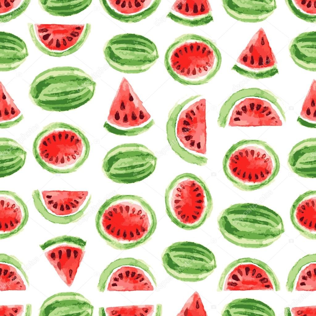 1024x1024 Watercolor Watermelon Pattern Vector Pattern Vectors
