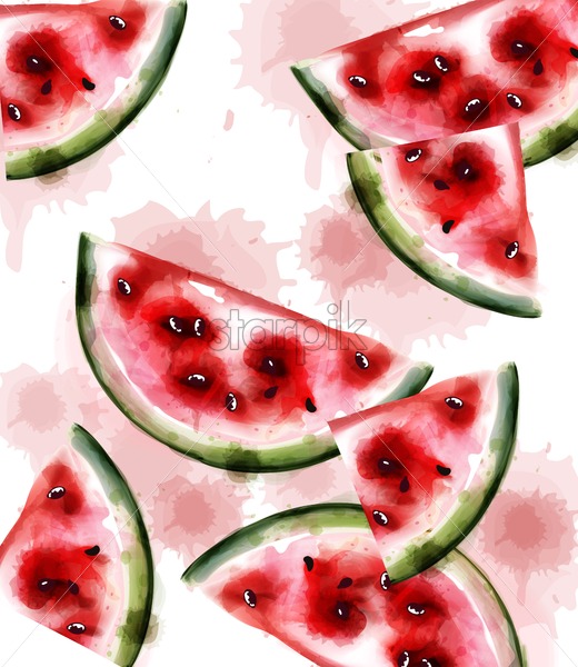 520x600 Watermelon Vector Watercolor Texture Fruits Pattern Background
