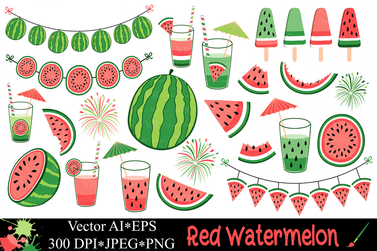 1200x800 Red Watermelon Clipart Summer Fruit Vector Illustrations