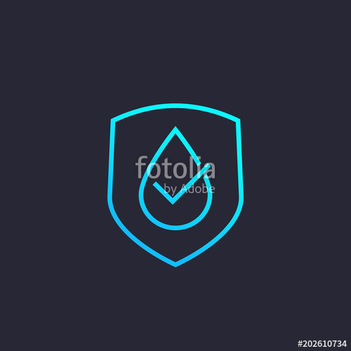 500x500 Waterproof, Water Resistant Vector Icon, Linear Stock Image