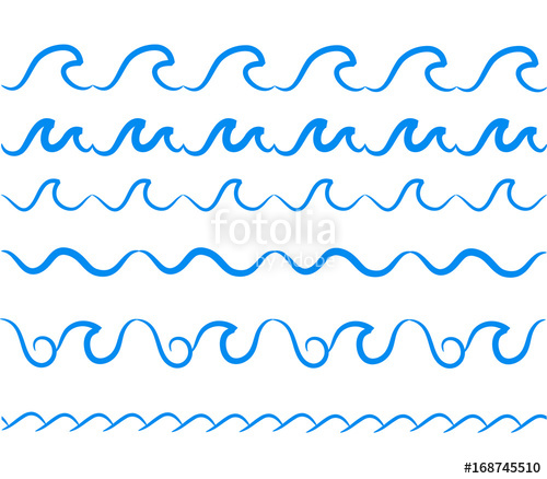 500x438 Sea Water Waves Vector Seamless Borders Set Decorative Wave Sea