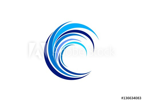 Wave Circle Logo, Swirl Blue Waves Water Symbol Icon, Letter C 500x354 Wave Circle Logo, Swirl Blue Waves Water Symbol Icon, Letter C