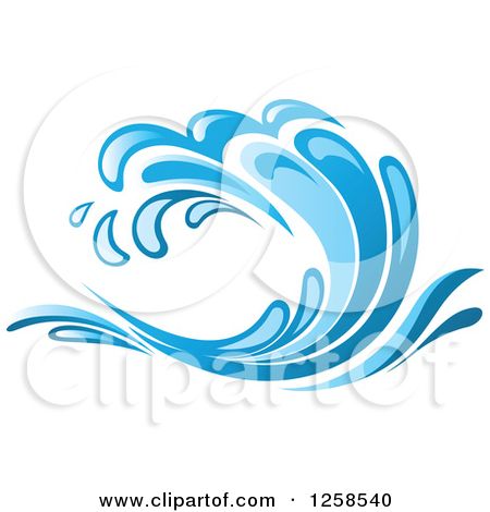 450x470 Clipart Of A Blue Ocean Surf Wave