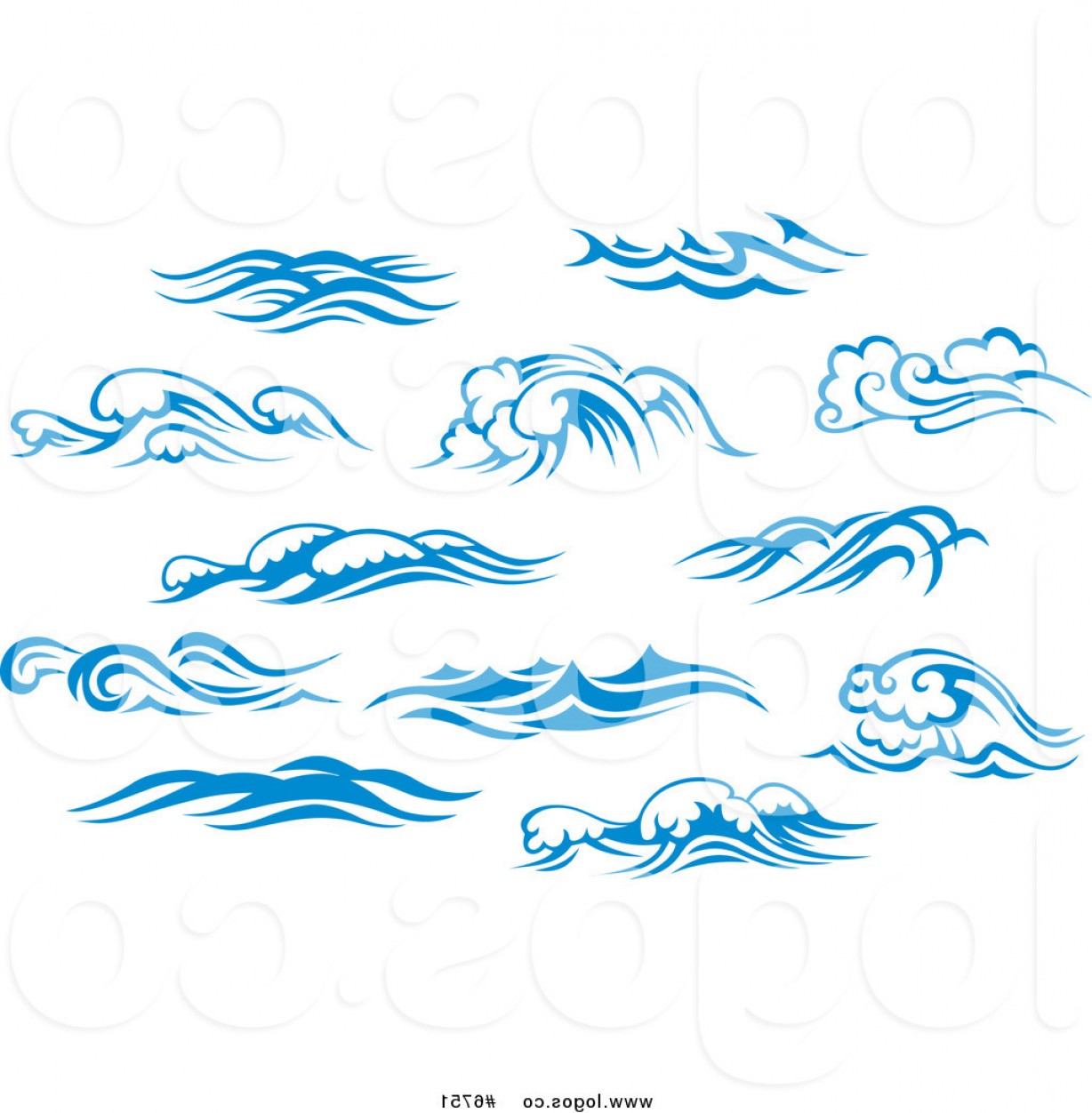 1228x1252 Royalty Free Clip Art Vector Logos Of Blue And White Ocean Surf