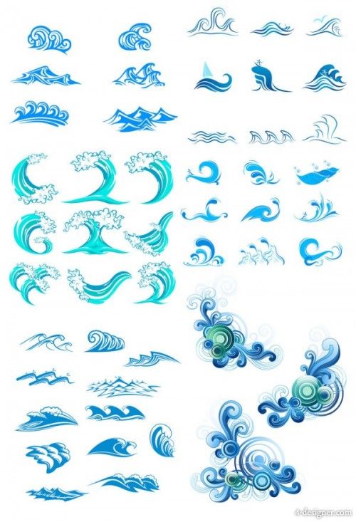 500x733 Blue Waves Graphics Vector Material Art!!! Tattoos, Ocean