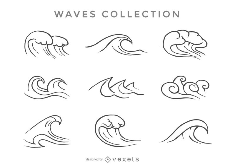 792x570 Set Of Illustrated Waves