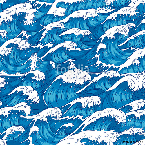 500x500 Storm Waves Seamless Pattern Raging Ocean Water, Sea Wave