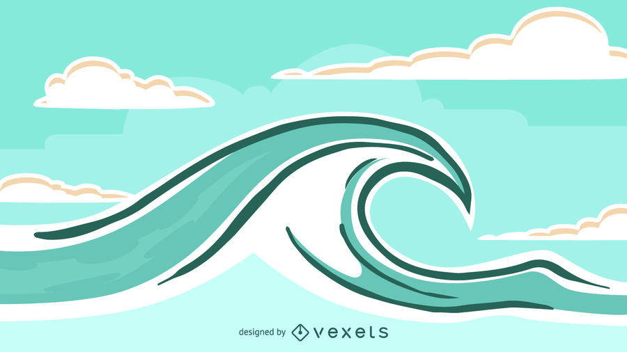 900x506 Waves Landscape Illustration