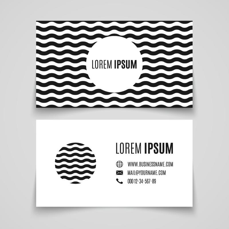 Black Wave Line Business Card Vector 800x800 Black Wave Line Business Card Vector