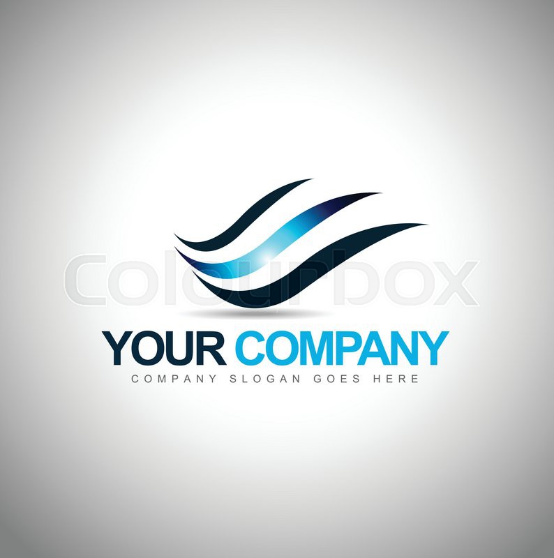 794x800 Wind Wave Logo Vector Creative Blue Stock Vector Colourbox