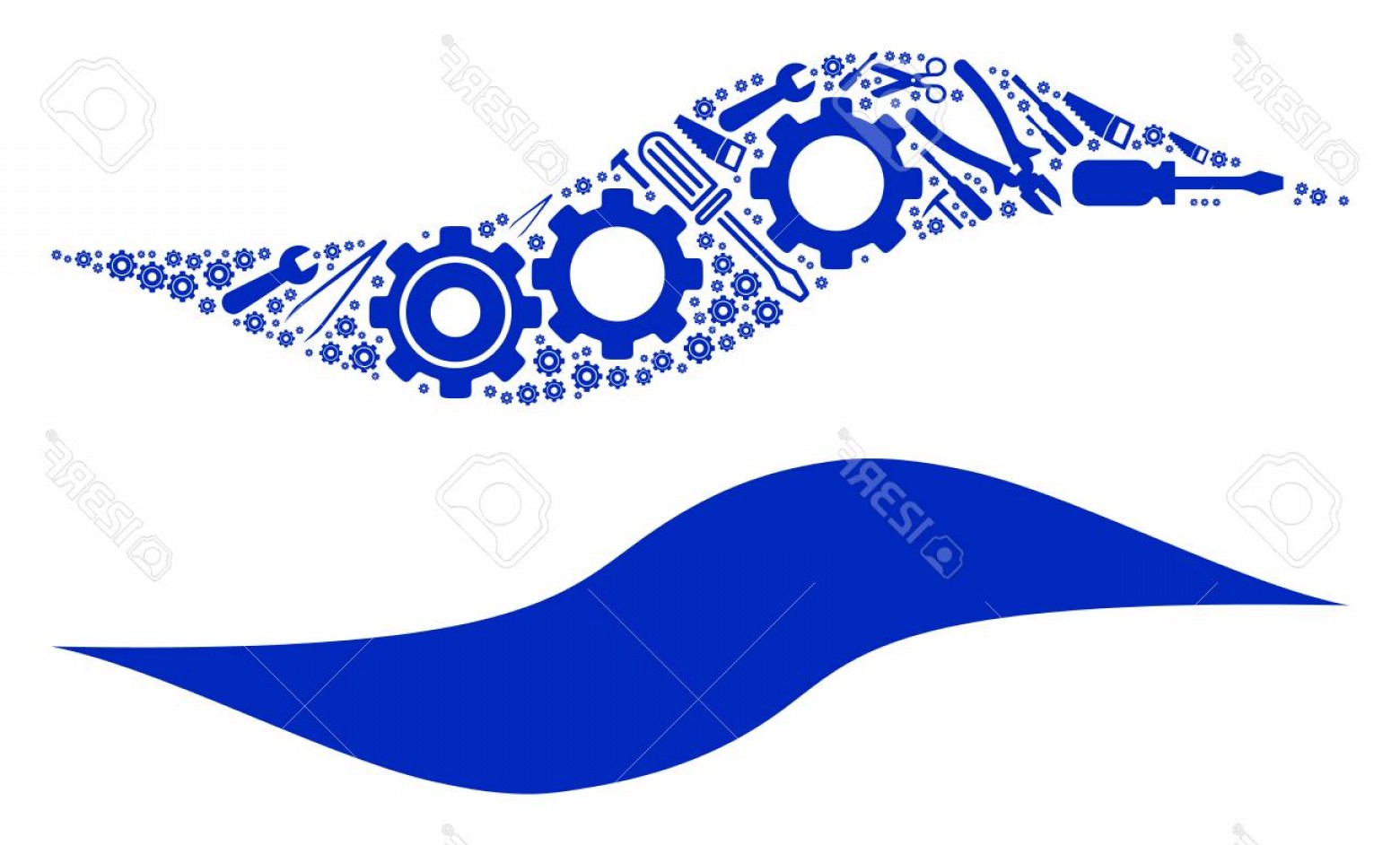 1560x942 Photostock Vector Wave Shape Collage Of Service Instruments Vector