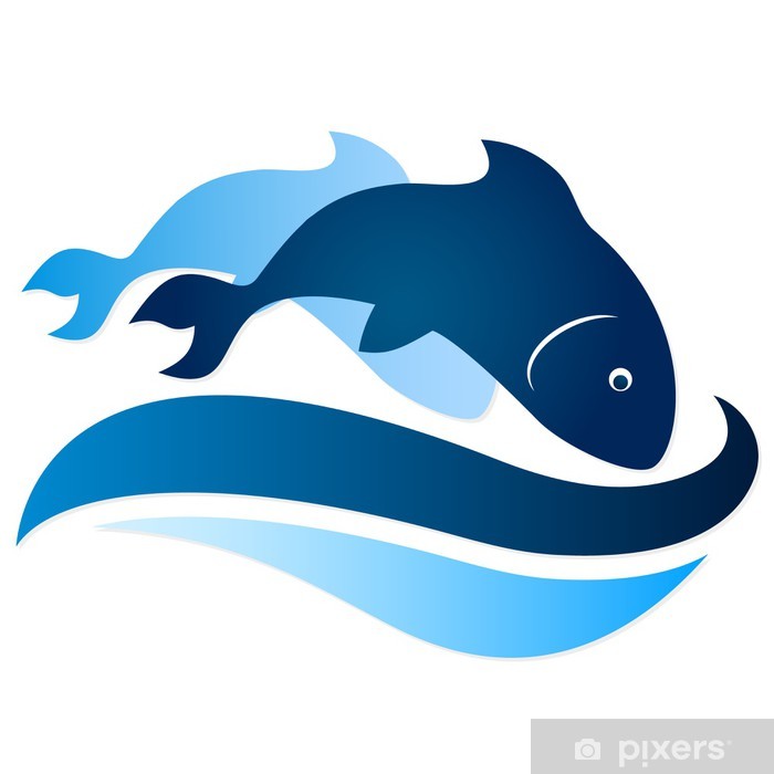 700x700 Two Fish On Waves Silhouette Vector Sticker We Live