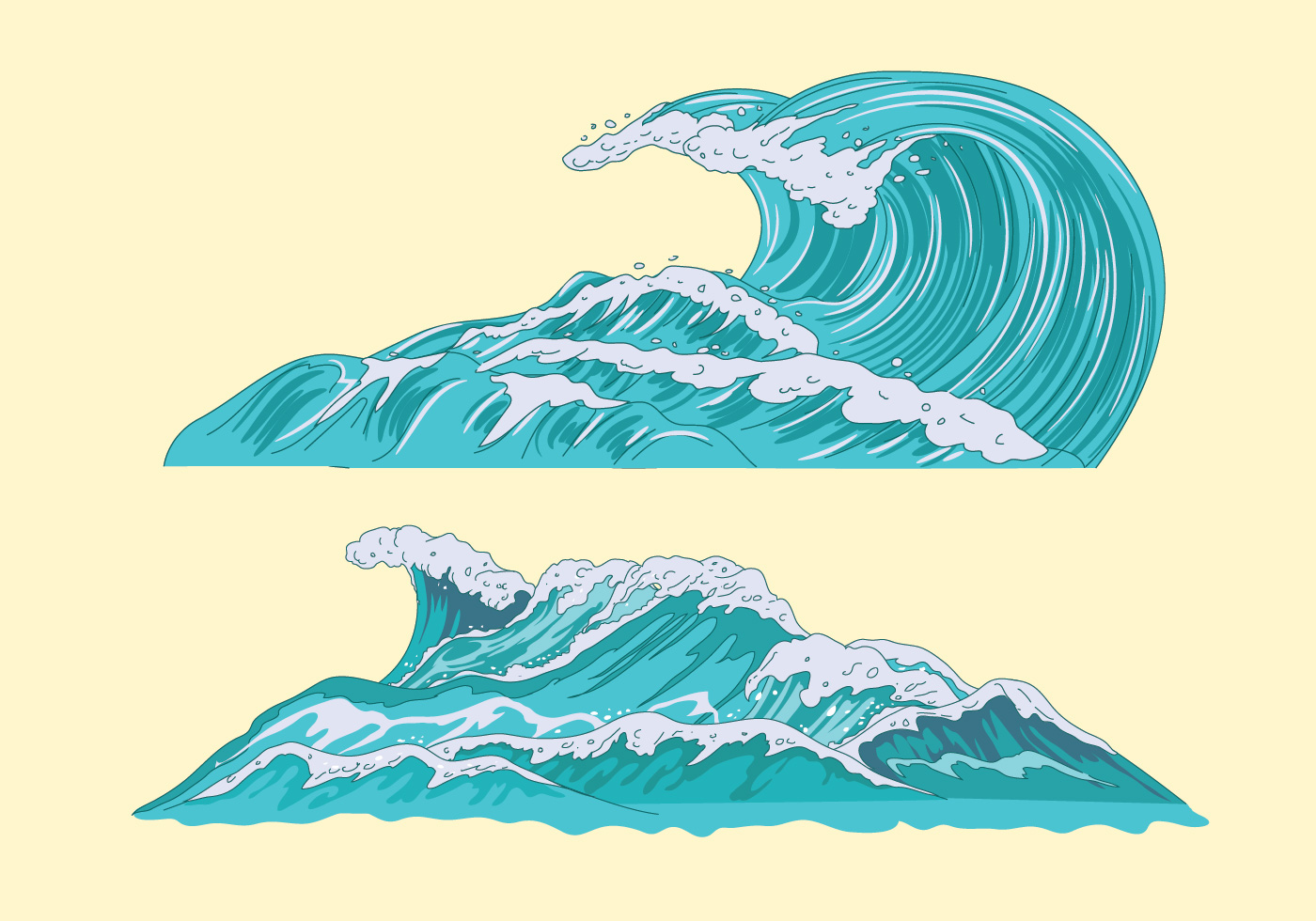1400x980 Ocean Waves Free Vector Art