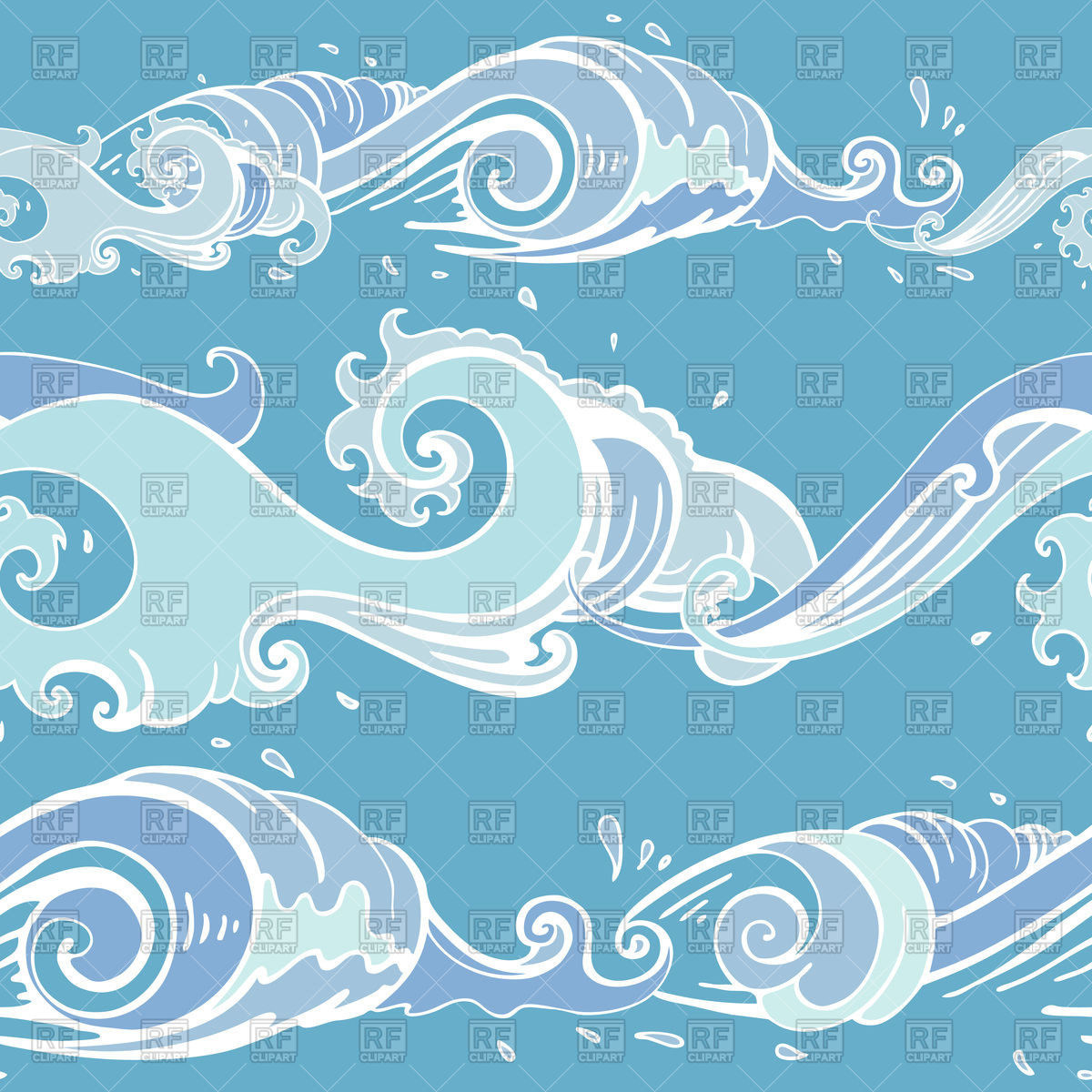 1200x1200 Sea Waves Hand Drawn Seamless Pattern Vector Image Of Backgrounds