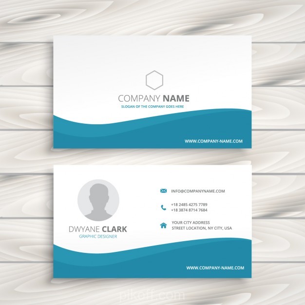 626x626 Business Card With Turquoise Wave Vector Free Download
