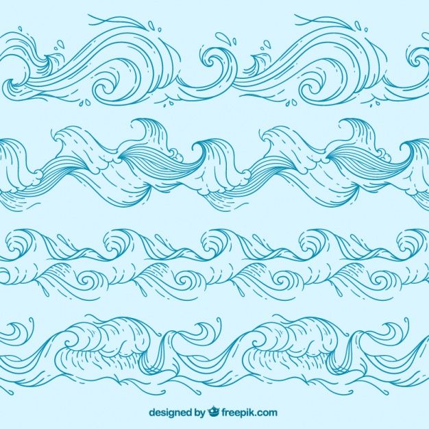 626x626 Set Of Hand Drawn Waves Free Vector Olkhon In How To Draw
