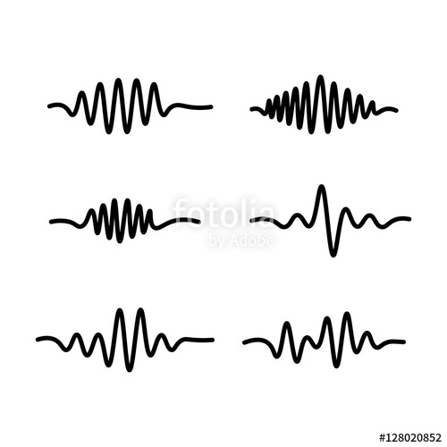 500x500 Thin Line Sound Waves Icon On White Background Stock Image