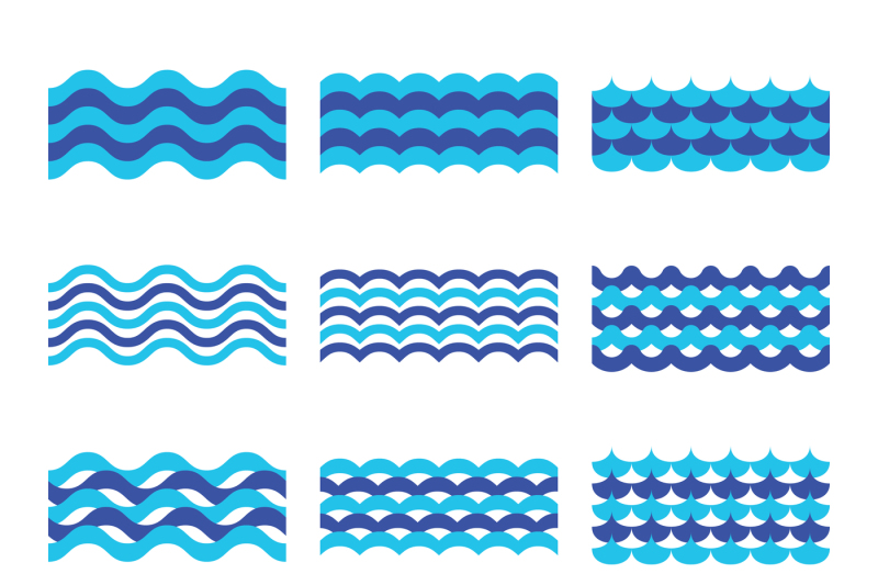 800x533 Marine, Sea, Ocean Waves Vector Set
