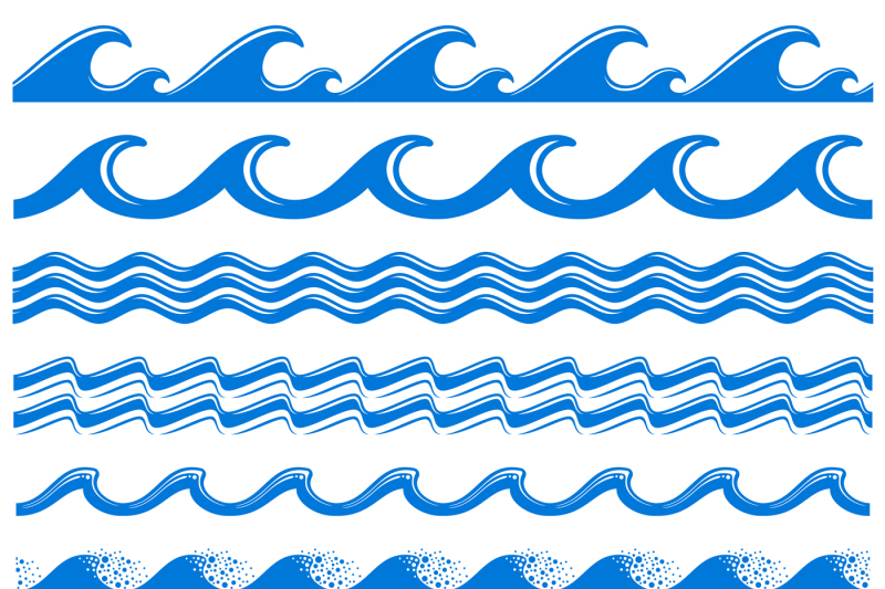 800x533 Sea Water Waves Vector Seamless Borders Set