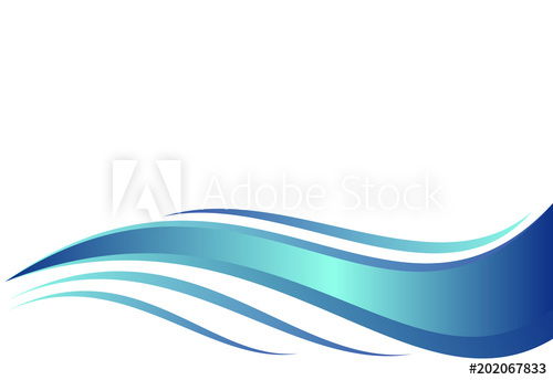 500x344 Water Wave, Vector Illustration Of Abstract Blue Waves On White