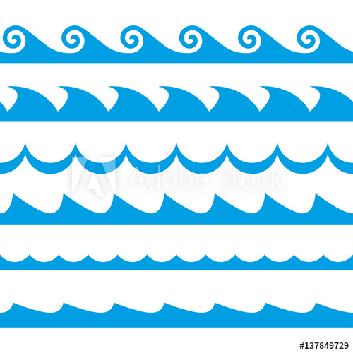 500x500 Wave Set Waves Seamless Pattern Decoration Template Of Sea