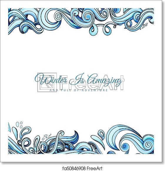 561x581 Free Art Print Of Sea Waves Vector Sea Waves Hand Drawn
