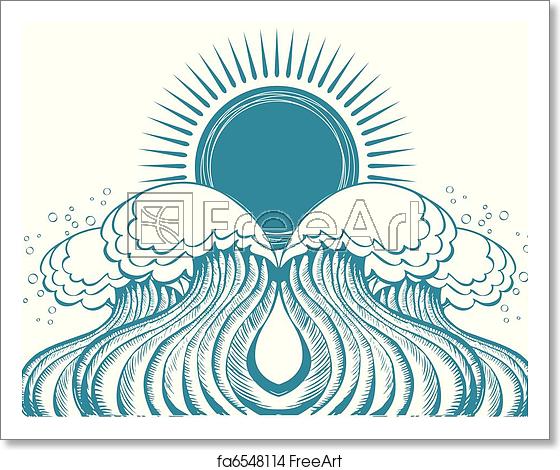 560x470 Free Art Print Of Sea Waves Vector Illustration Of Symbol