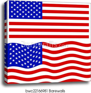 Flat And Waving American Flag Vector, Canvas Print Barewalls 382x390 Flat And Waving American Flag Vector, Canvas Print Barewalls