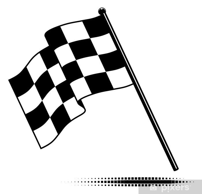 700x675 Vector Checkered Flag Waving Below The Pole No Gradients Wall