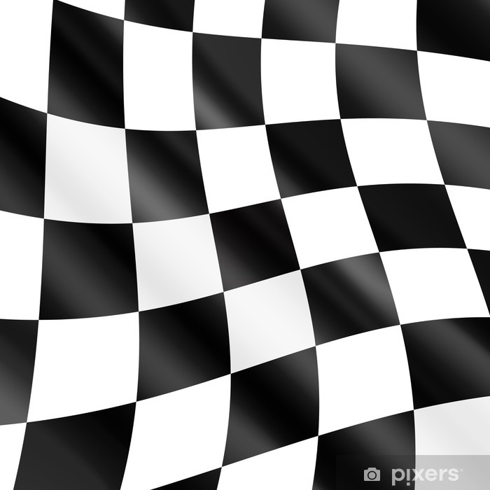 700x700 Waving Checkered Racing Flag, Vector Poster