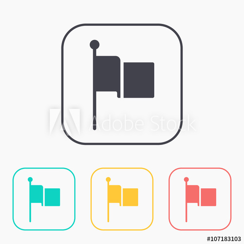 Waving Flag Vector Color Icon Set 500x500 Waving Flag Vector Color Icon Set