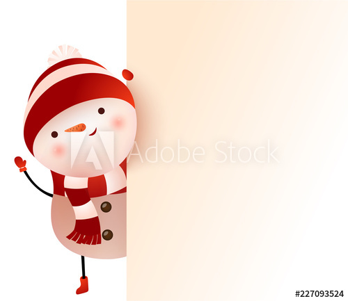 Snowman Peeking Behind Banner And Waving Hand Vector Illustration 500x433 Snowman Peeking Behind Banner And Waving Hand Vector Illustration
