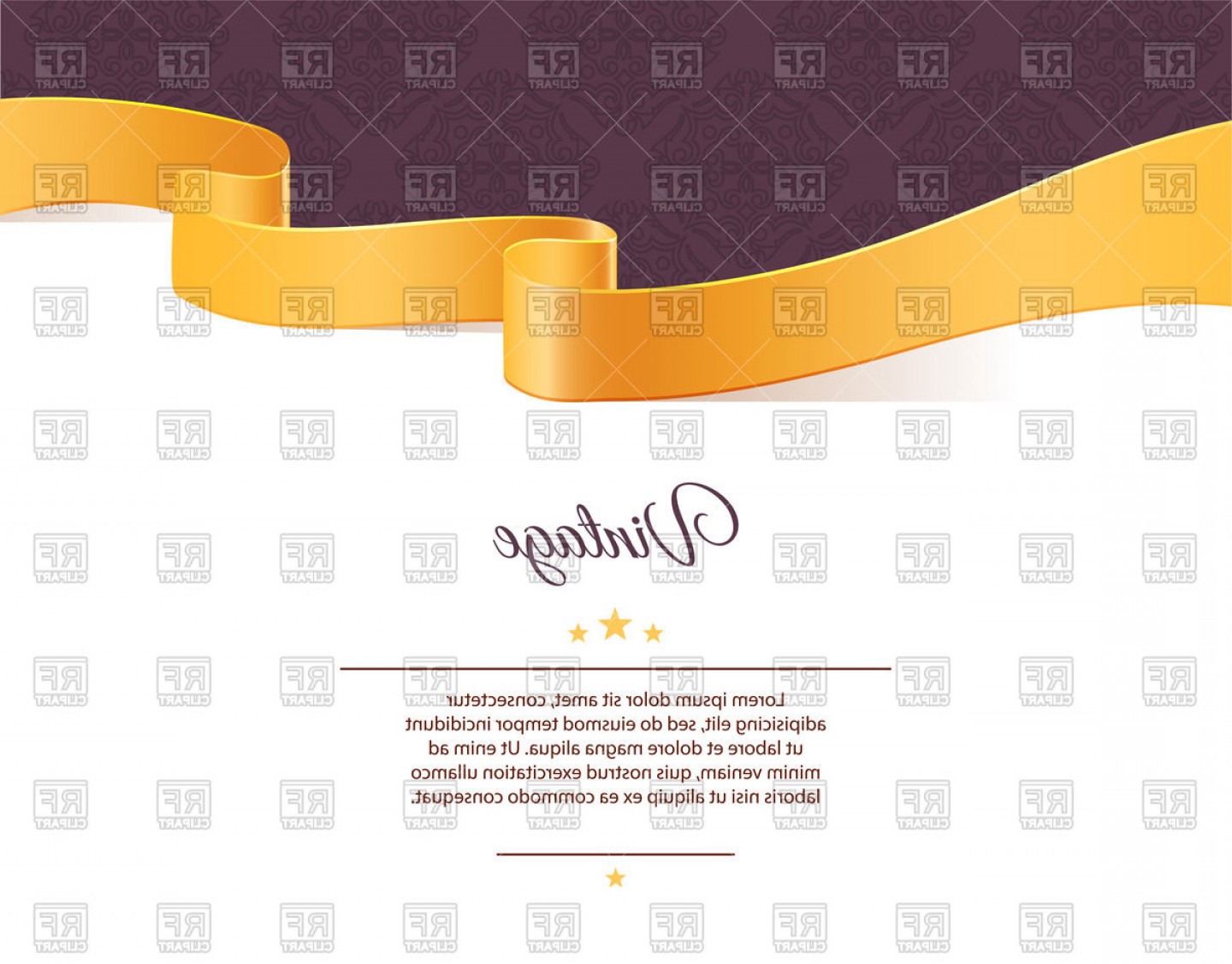 1440x1126 Frame With Wavy Yellow Ribbon On Purple Background Vector Clipart
