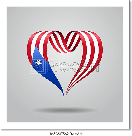 561x581 Free Art Print Of Puerto Rican Flag Heart Shaped Ribbon Vector