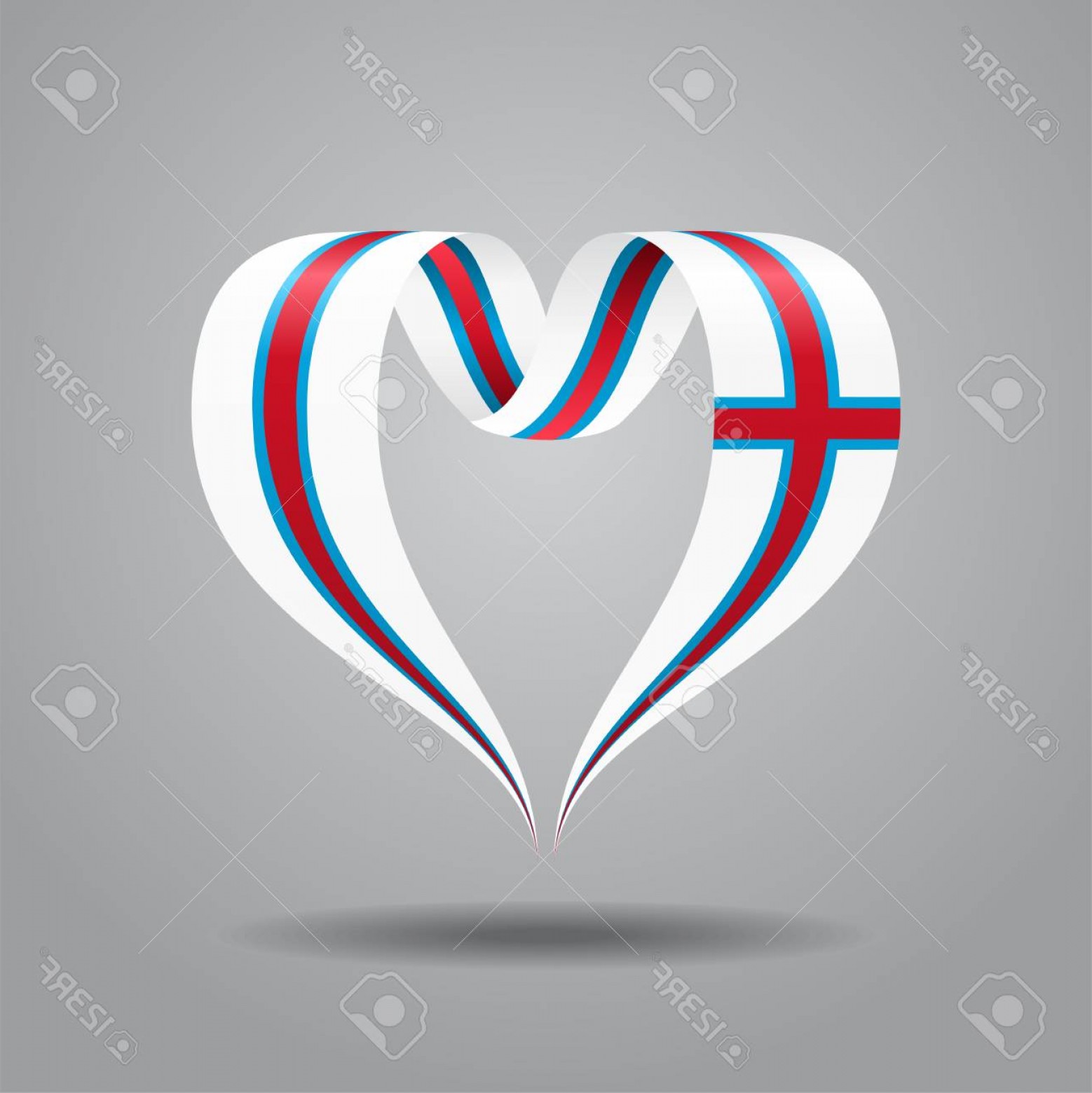 1558x1560 Photostock Vector Faroe Islands Flag Heart Shaped Wavy Ribbon