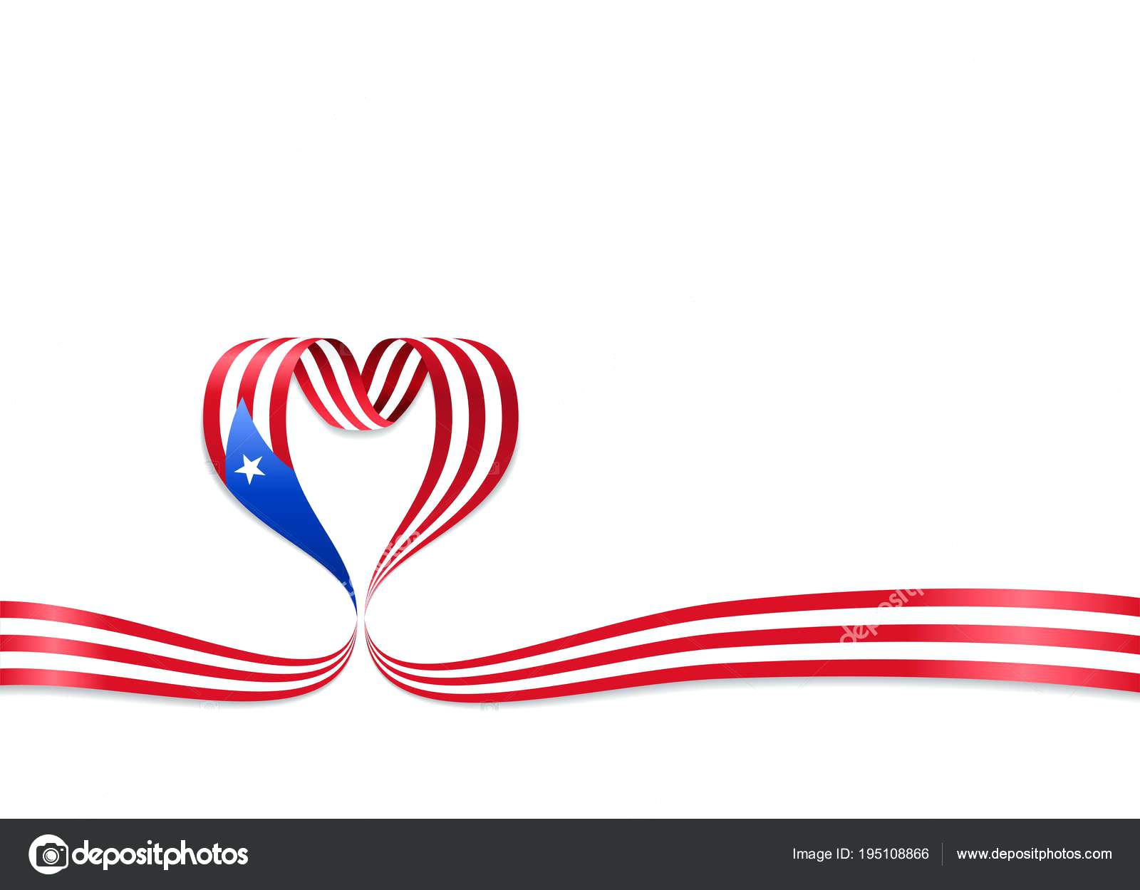 1600x1249 Puertorican Flag Flag Heart Shaped Wavy Ribbon Vector Illustration
