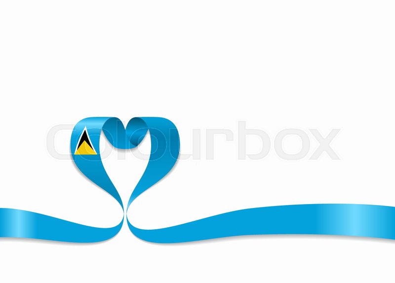 800x574 Saint Lucia Flag Heart Shaped Wavy Ribbon Vector Illustration