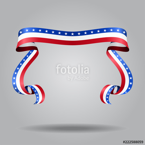 500x500 American Flag Wavy Ribbon Background Vector Illustration Stock
