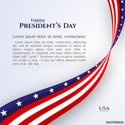 500x500 Banner Text Happy President's Day American Flag Ribbon Stars