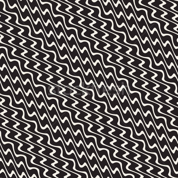 600x600 Hand Drawn Zigzag Diagonal Wavy Stripes Vector Seamless Black