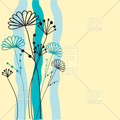400x400 Hand Drawn Flowers And Three Wavy Stripes Vector Image