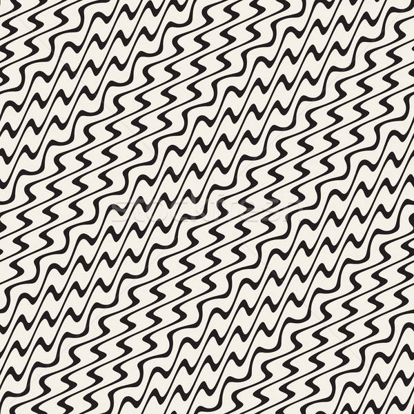 600x600 Zigzag Diagonal Wavy Stripes Vector Seamless Black And White