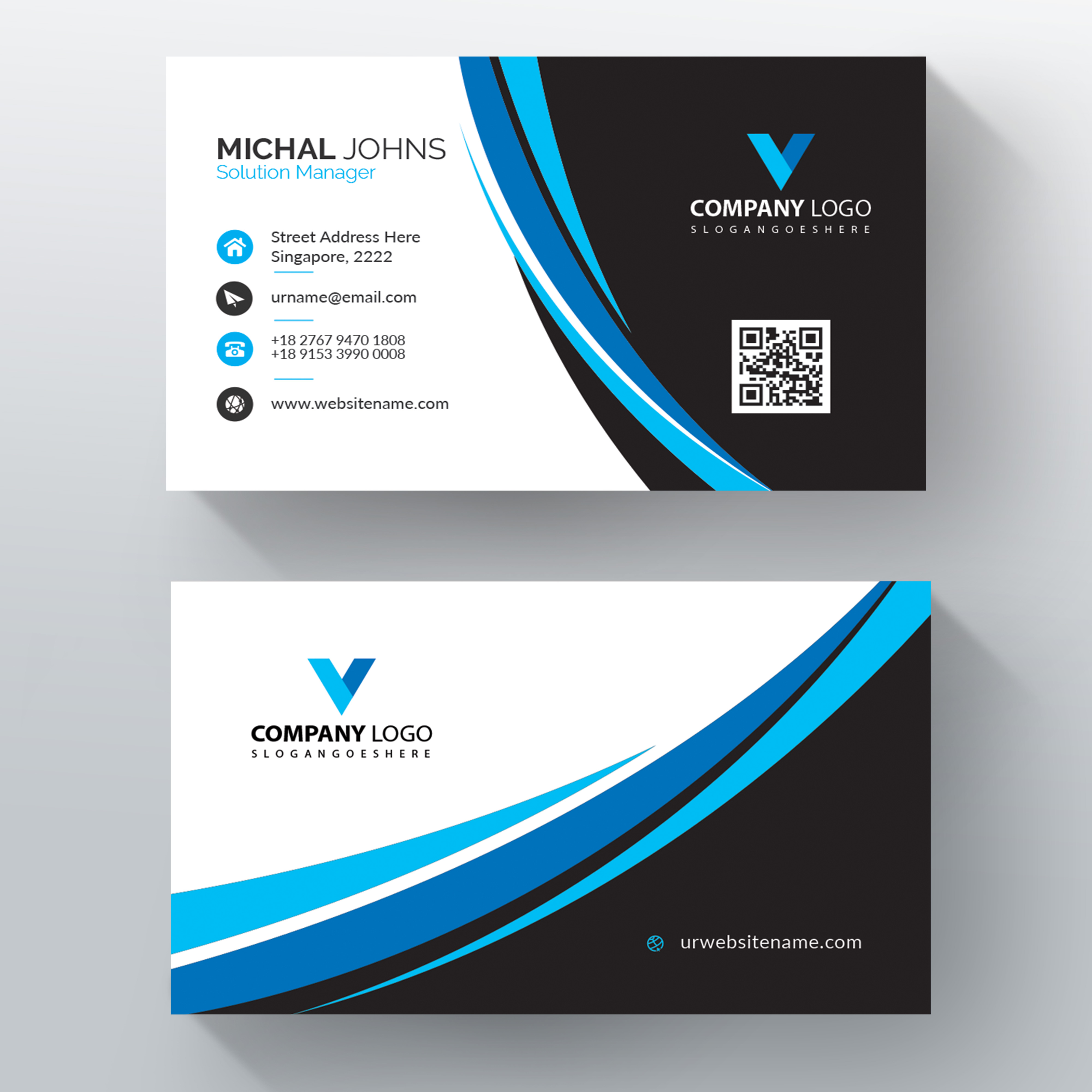 Blue Wavy Vector Business Card Template 4000x4000 Blue Wavy Vector Business Card Template