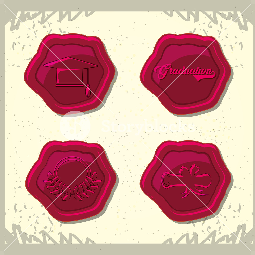 1000x1000 Graduation Card With Wax Seal Vector Illustration Design Royalty