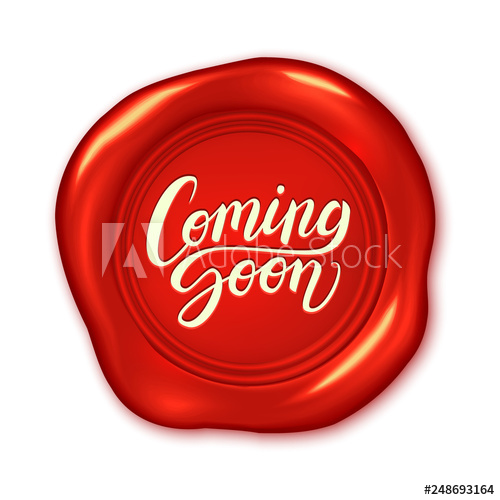 500x500 Coming Soon Advertisement, Calligraphic Text Message On Realistic