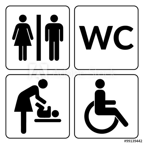 500x500 Wc Signs Set Man, Woman, Mother With Baby And Handicapped