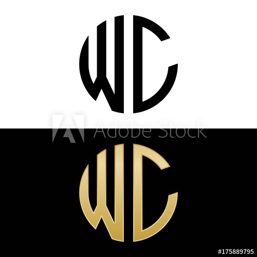 500x500 Wc Initial Logo Circle Shape Vector Black And Gold