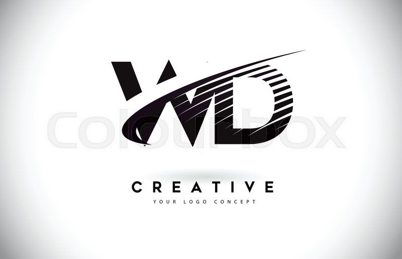 800x515 Wd W D Letter Logo Design With Swoosh Stock Vector Colourbox